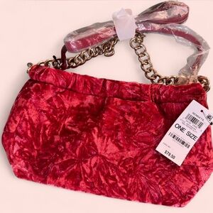 Red Velvet Bag Gold Chain Strap